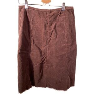 Harold’s skirt. Size 6. Corduroy A line with fringed hem. Chocolate Brown.